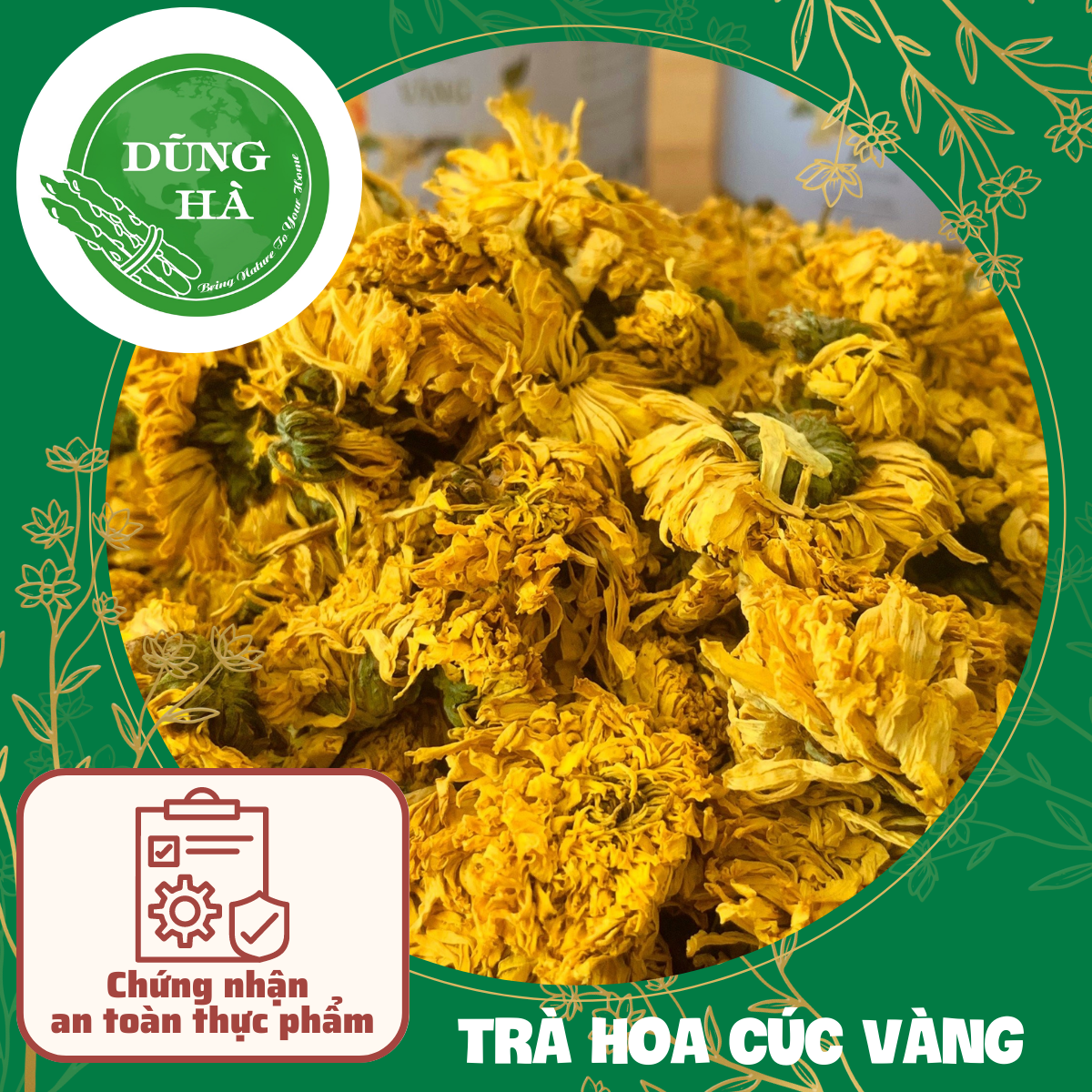 Trà Hoa Cúc Vàng nguyên bông sấy khô Loại Hảo Hạng Thơm Ngon