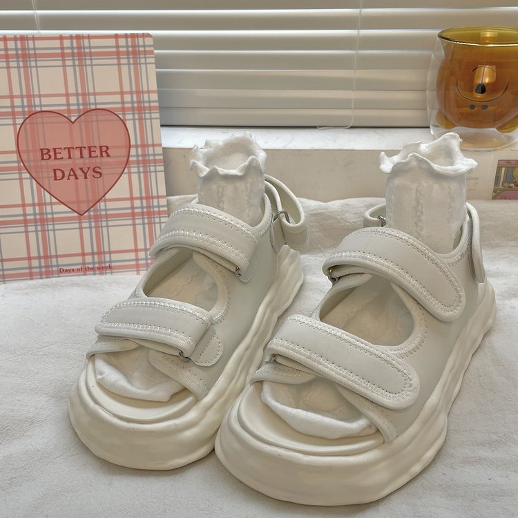 Sandal Đế Xuồng 3-5cm Quai Dán Trẻ Trung Cá Tính
