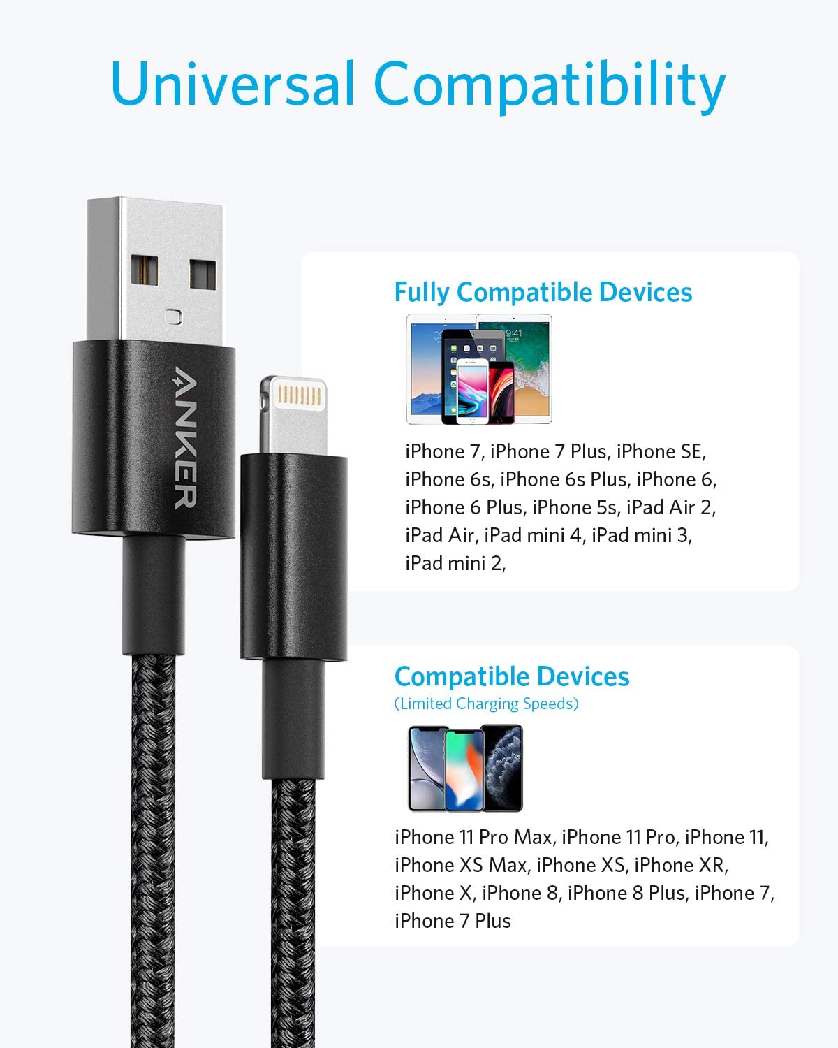 Dây sạc Anker Premium Lightning  dài 1.8m cho iphone, ipad,...- A8153