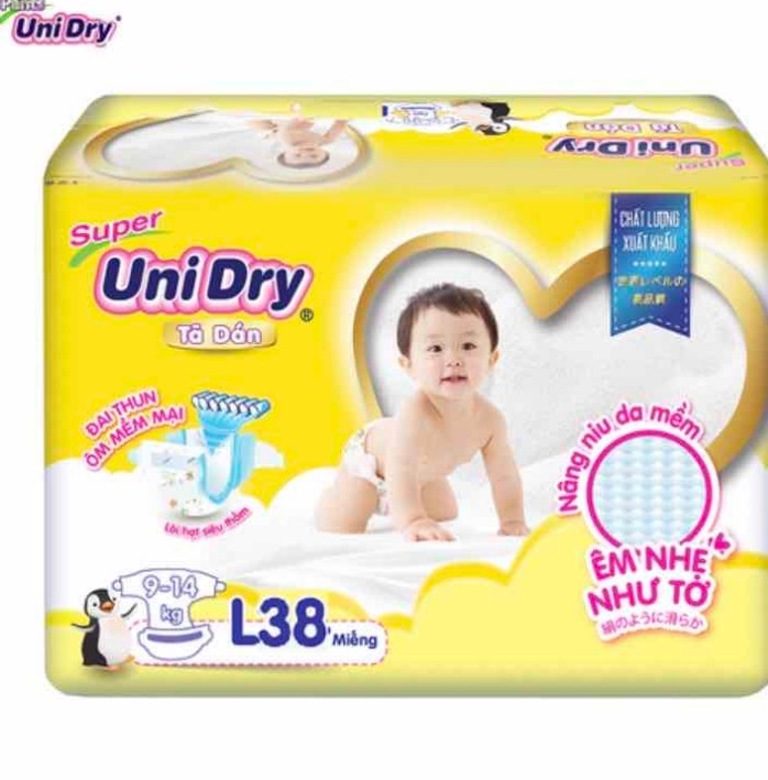 Combo 2 bịt Tã dán Unidry mẫu mới size S48, M42, L38,  XL34 miếng