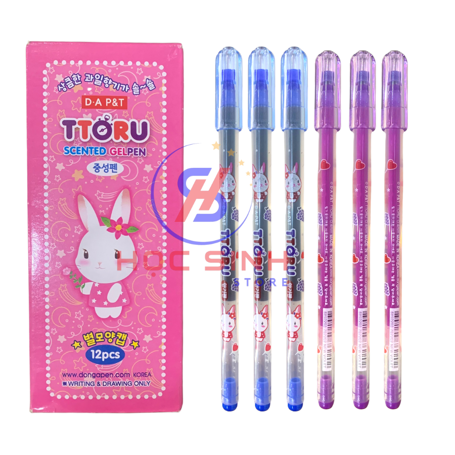 Hộp 12 Cây Bút Gel TTORU Hàn Quốc (Mực Xanh, Tím, Đỏ, Đen)