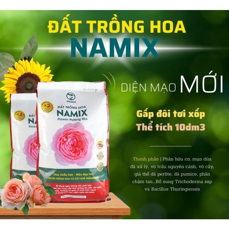 Đất trồng hoa namix, giá thể trộn trồng hoa cao cấp, Hoa hồng, hoa ly, hoa đồng tiền, hoa cẩm chướng