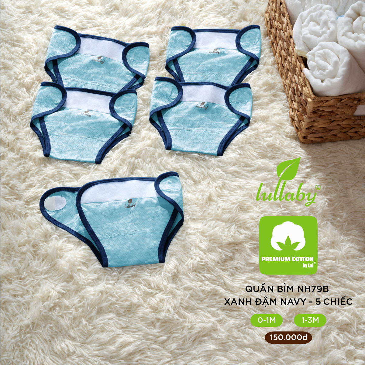 LULLABY - Set 5 chiếc quần bỉm cho bé sơ sinh - NH79B