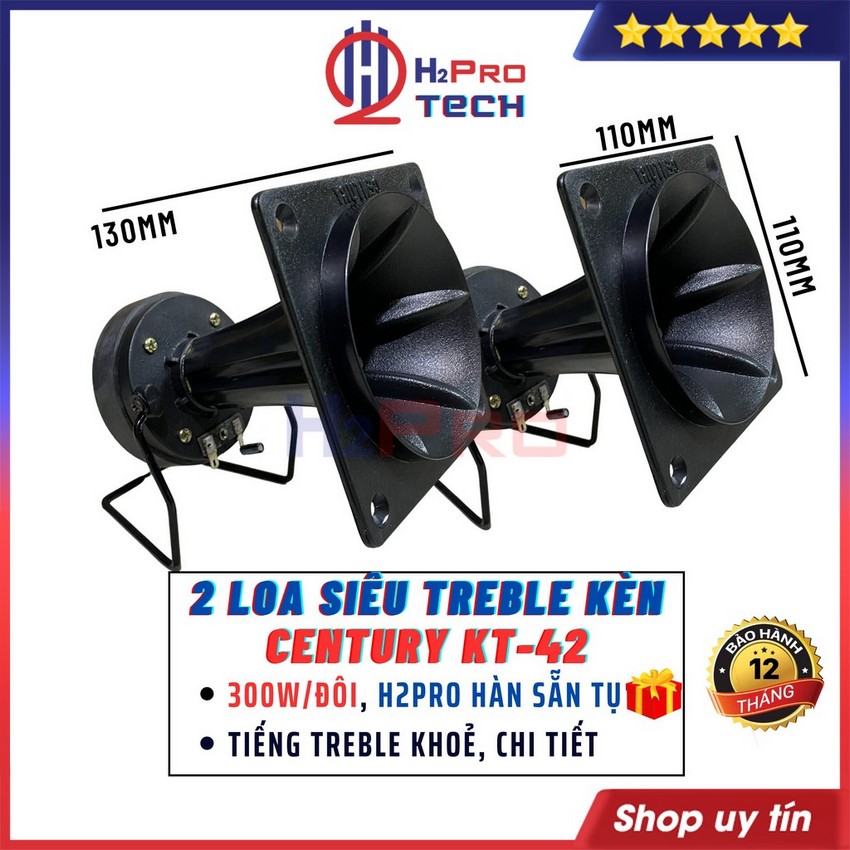 2 Loa Siêu Treble Kèn Century KT42 300W Âm Thanh Sắc Nét Cho Phòng Karaoke Và Nghe Nhạc, Loa Tép Rời Cao Cấp-H2pro Tech