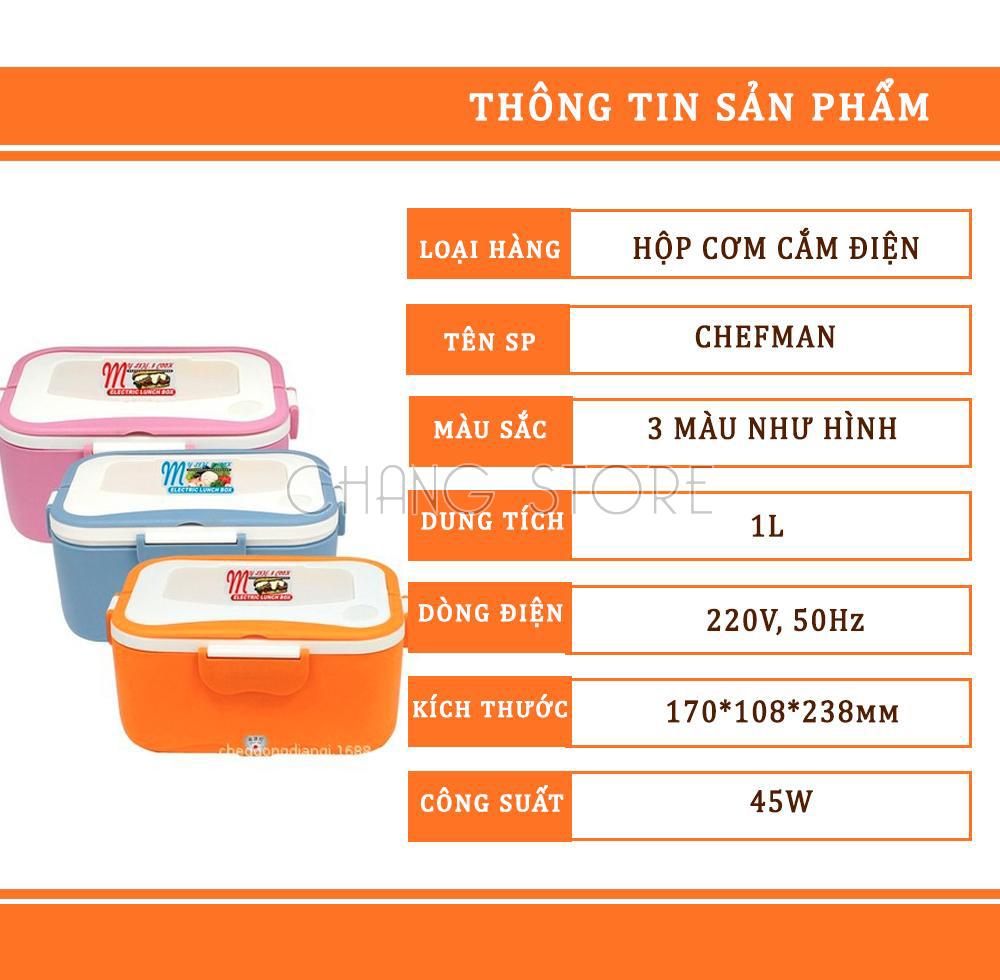 Hôp Cơm Hâm Nóng Chefman Ruột Inox Cao Cấp