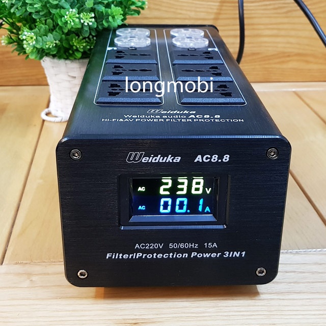 Bộ lọc nguồn điện Audio Weiduka AC 8.8 (bản 2020, hiển thị Volt và Ampe màu Đen)
