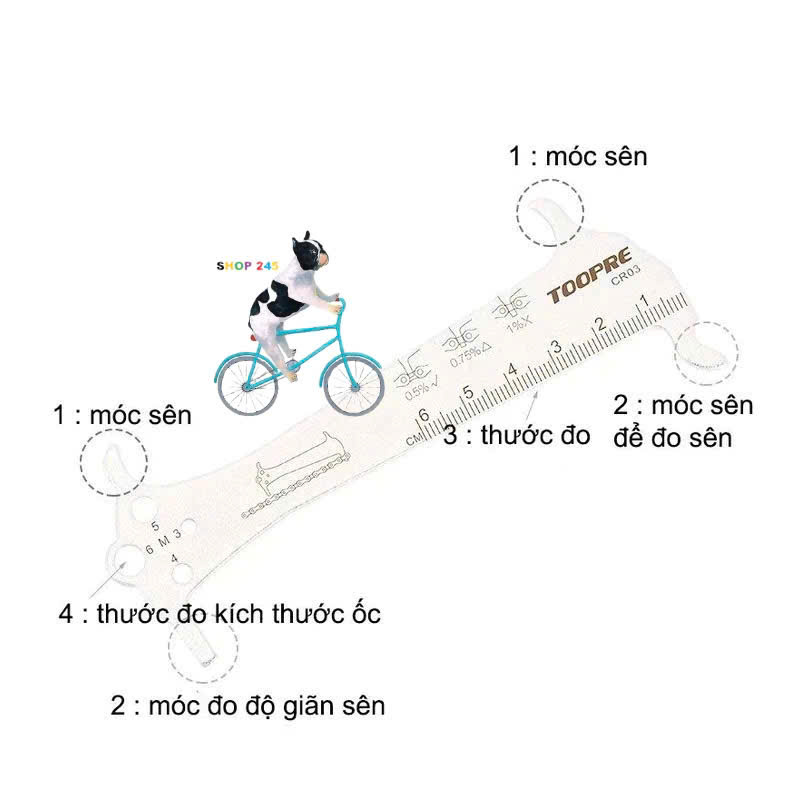 Thước Đo Xích Xe Đạp Đa Năng TOOPRE TL-217 (HÀNG CHÍNH HÃNG)