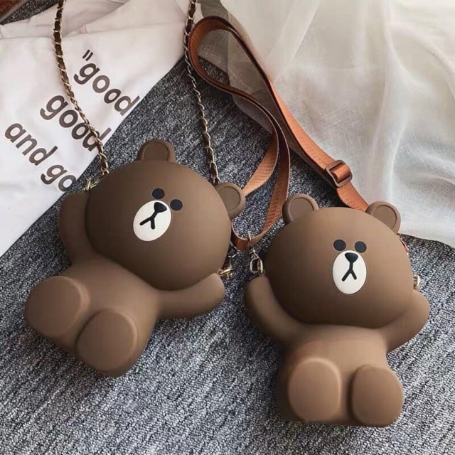 Túi gấu Brown Silicon 2 dây