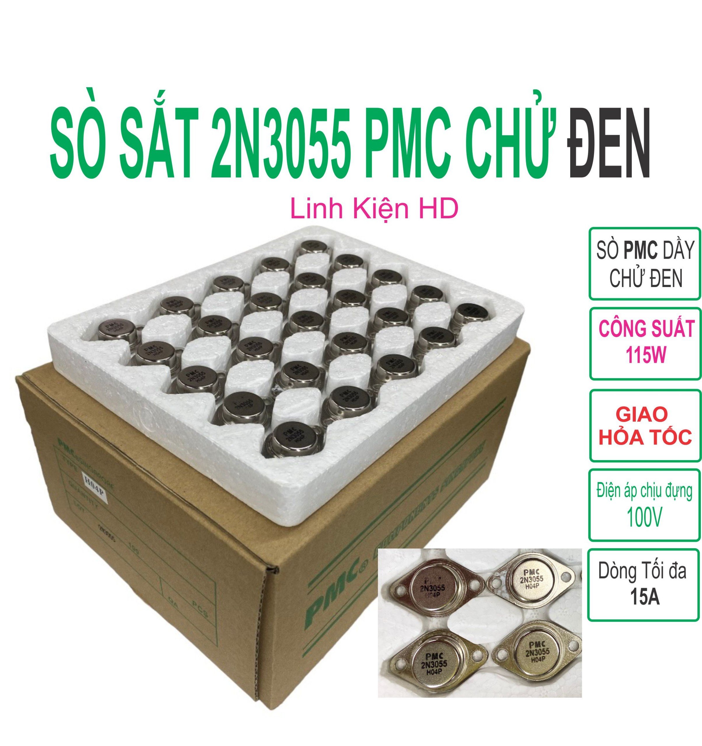 Sò 2n3055 dày chử đen hãng pmc - linhkien hd