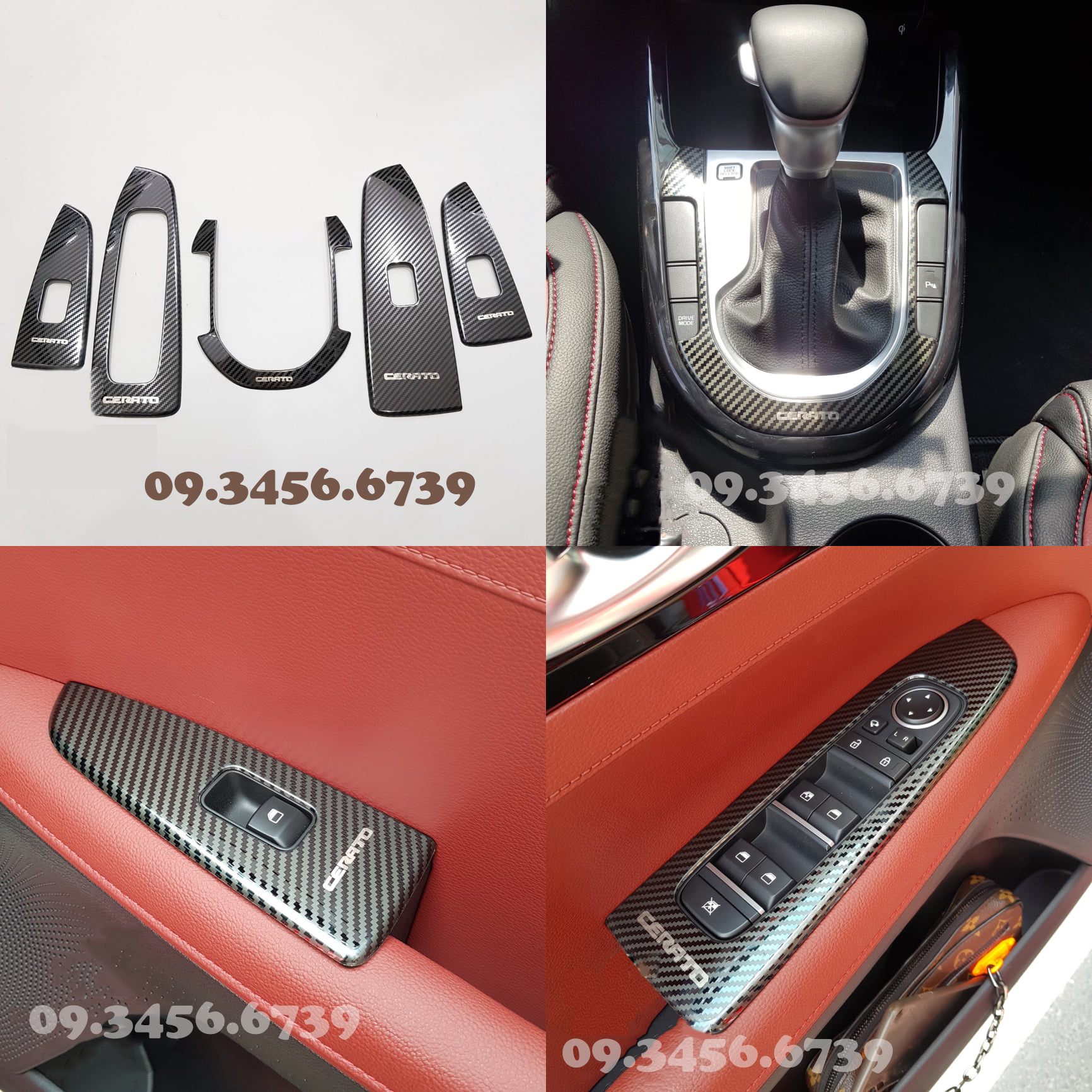 Ốp nội thất xe Kia Cerato 2019 2020 2021 2022- 5 Chi Tiết, mẫu Carbon, Có Sẵn Keo Dính Dễ Dàng Lắp Đặt Tại Nhà, Phụ Kiện Trang Trí Xe Sang Trọng Hơn