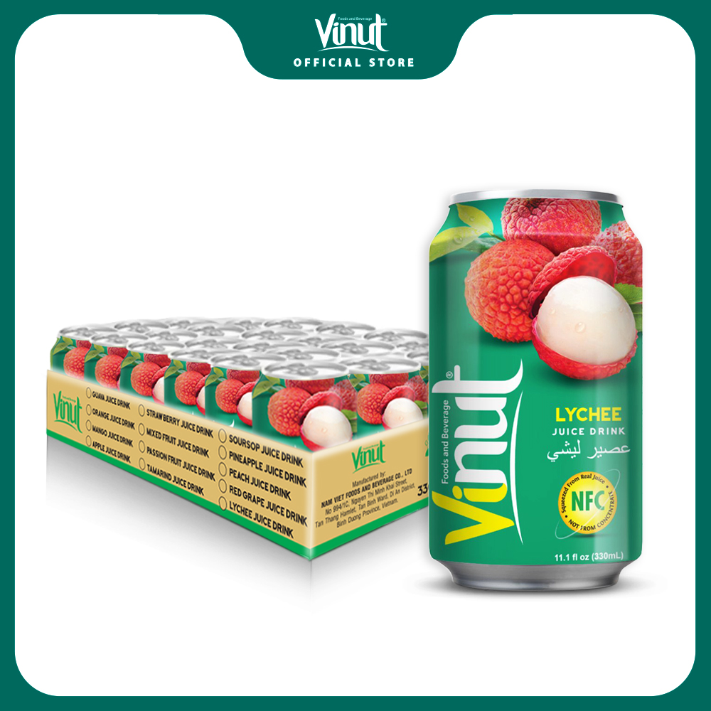 [KHAY 24 LON] Nước Ép Vải Vinut 330ml FREE SHIP