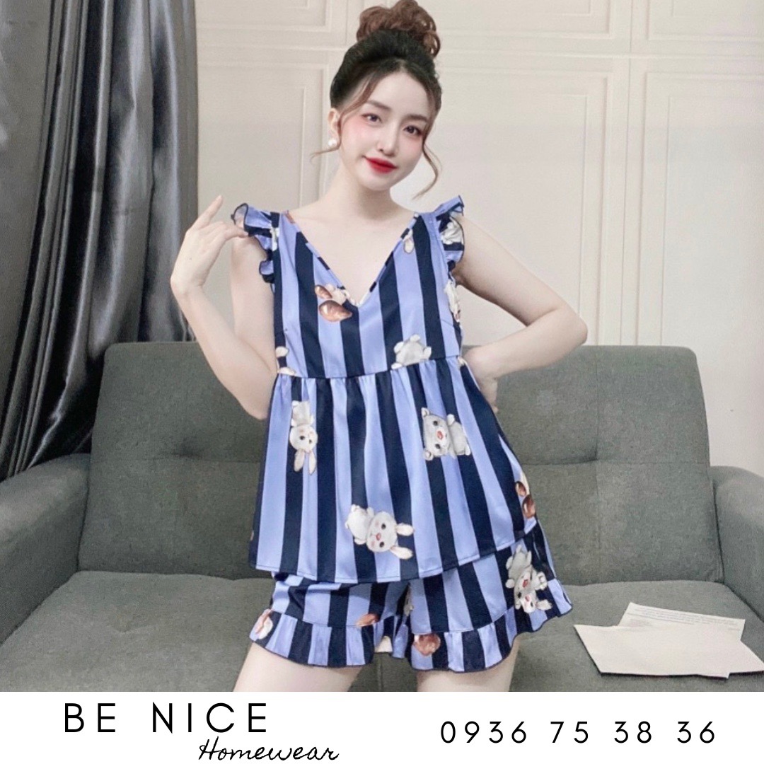 Set đùi mặc nhà cổ V nhún ngực