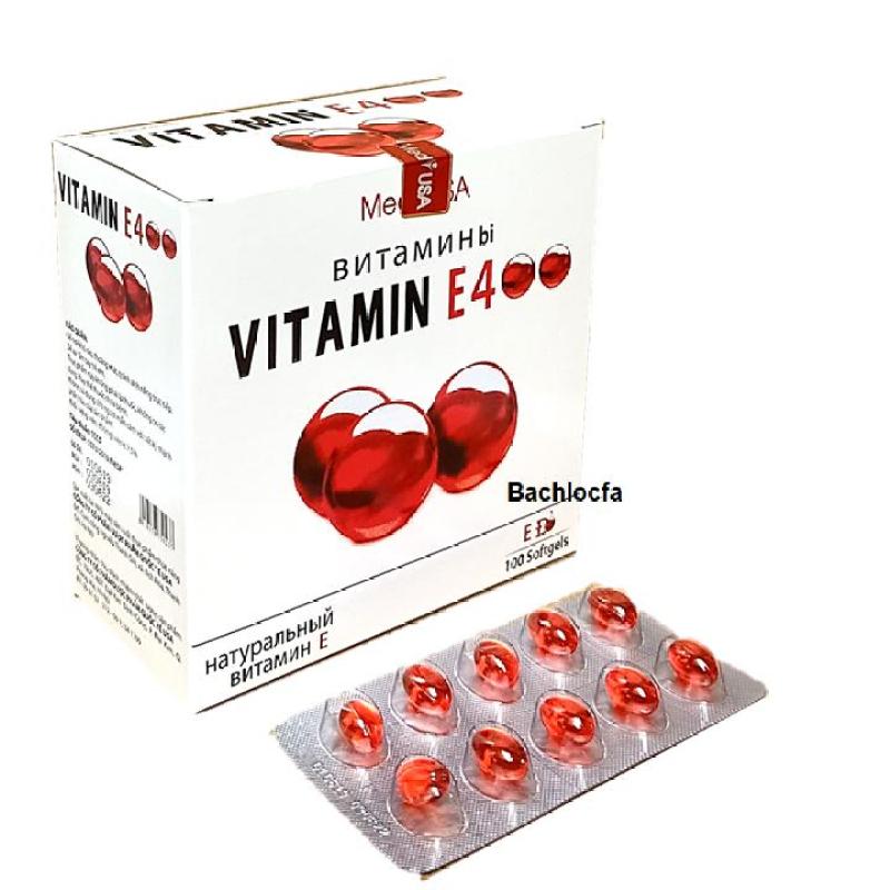 [Hộp 100 viên]  Viên Uống Đẹp Da Vitamin E đỏ thành phần 4000mcg nhập khẩu Nga sáng mịn da, chống lão hóa - nhập khẩu