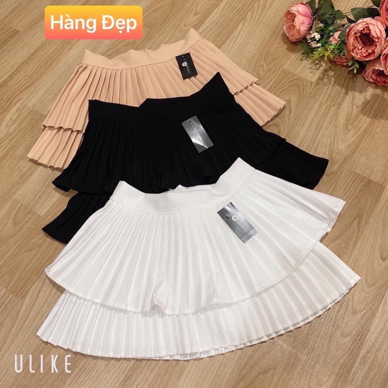 chân váy nữ ngắn 2 tầng dập ly xinh