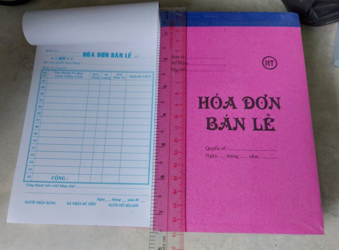 1 Cuốn Hoá đơn bán lẻ 1 liên và 2 liên,  Oder