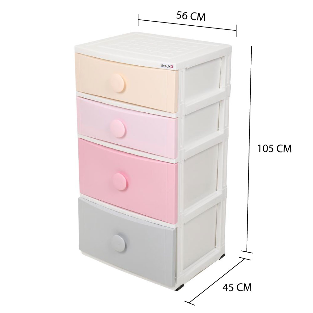 HomeBase STACKO Tủ nhựa 4 tầng Thái Lan W56xH105xD45cm màu Pastel