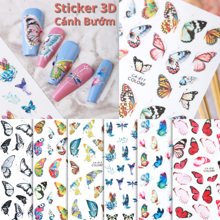 Sticker 3D | Cánh Bướm Mới 2023 | Hình Dán Móng Tay CA