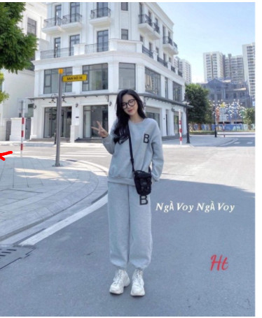 FREESHIPMAX-Bộ nỉ ngoại chữ B quần bom HT12
