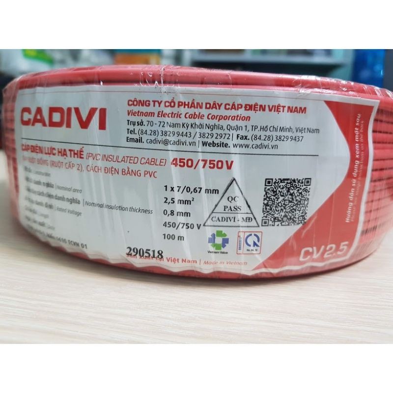 Dây điện đơn cadivi cv 2.5