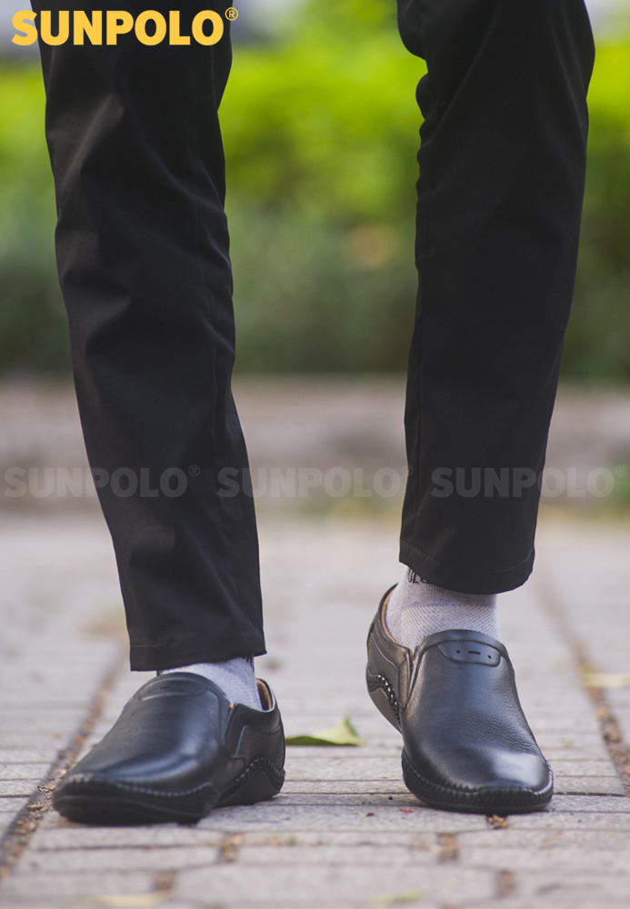 Giày lười nam da bò SUNPOLO SUS512 (Xanh đen)