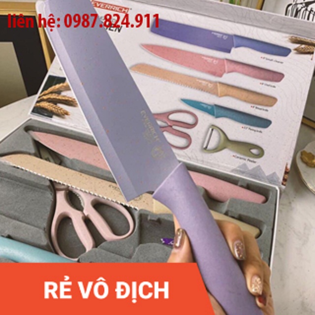 Bộ dao kéo 6 món kháng khuẩn EVERRICH (Thép không gỉ)