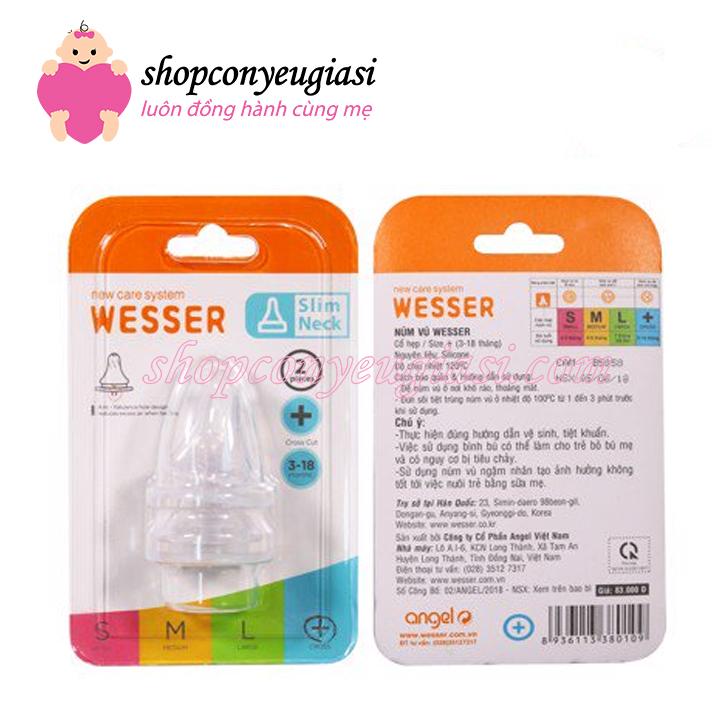 [HCM]Núm Ty Wesser SIlicon Cổ Hẹp  - New - Size S M L + - Vĩ 2 cái