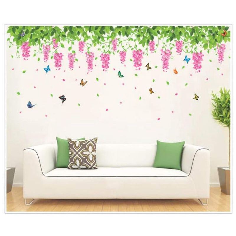 Decal dán tường, tranh dán tường tán hoa tigon
