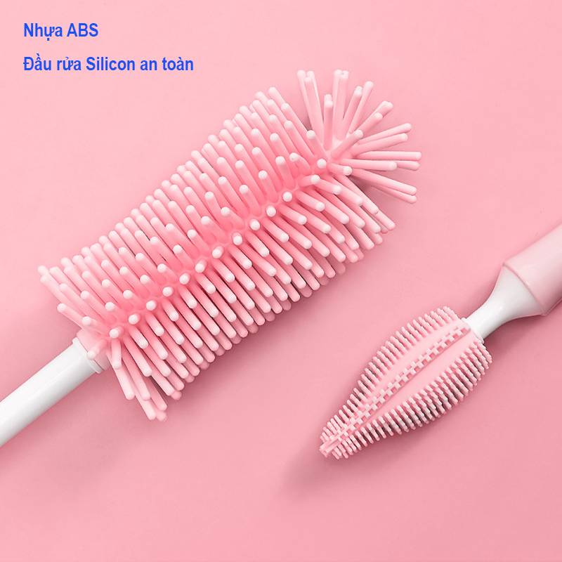 Cây cọ rửa bình sữa 3 món cao cấp silicon