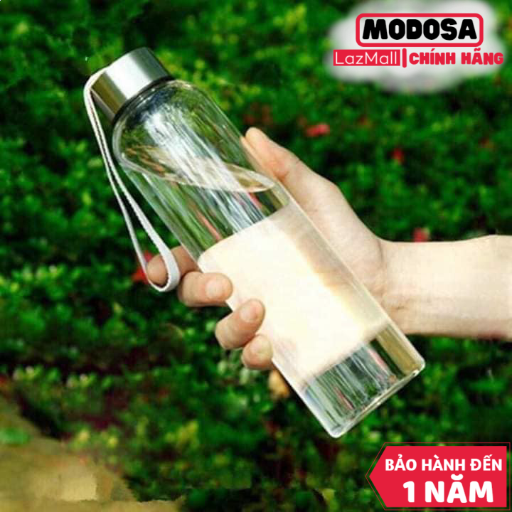 Bình nước modosa thủy tinh bình thủy tinh 500ml - chai thủy tinh có dây xách