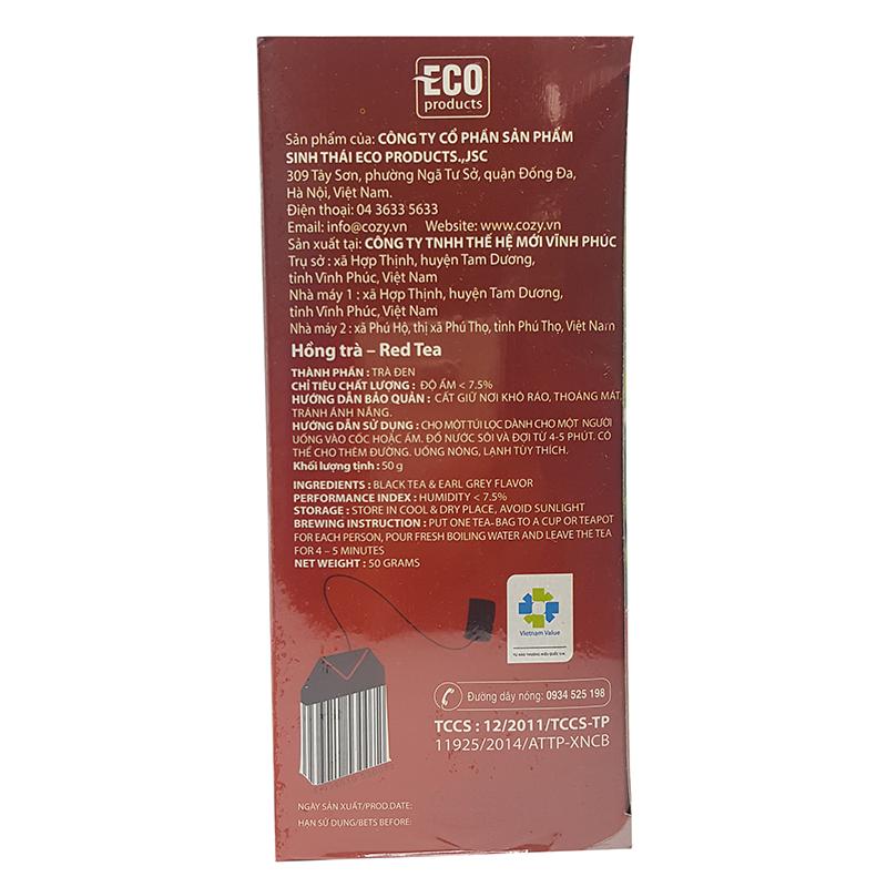 Trà túi lọc cozy hồng trà 50g (25 gói x 2g)