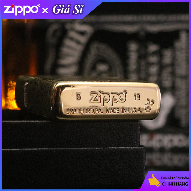 Bật lửa Zippo khắc cha thánh Constantine bản Armor màu đồng bóng