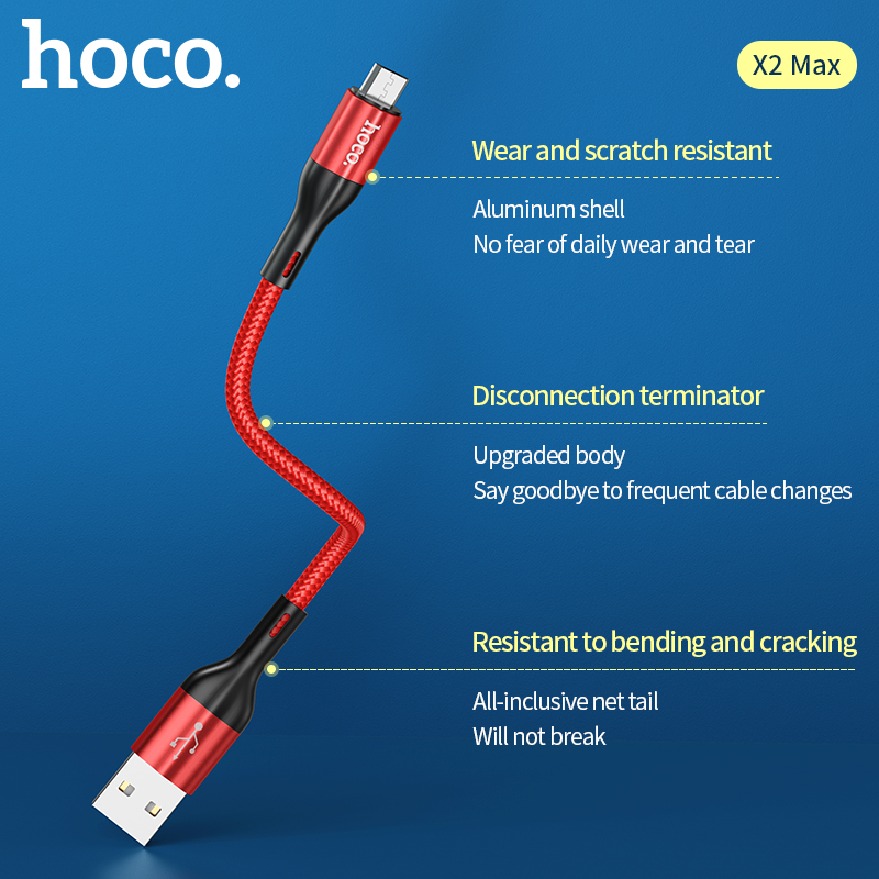 Cáp sạc ngắn Hoco X2 Max cổng Lightning / Type-C / Micro-USB QC3.0, max 3A, dài 25cm - NHẤT TÍN Computer