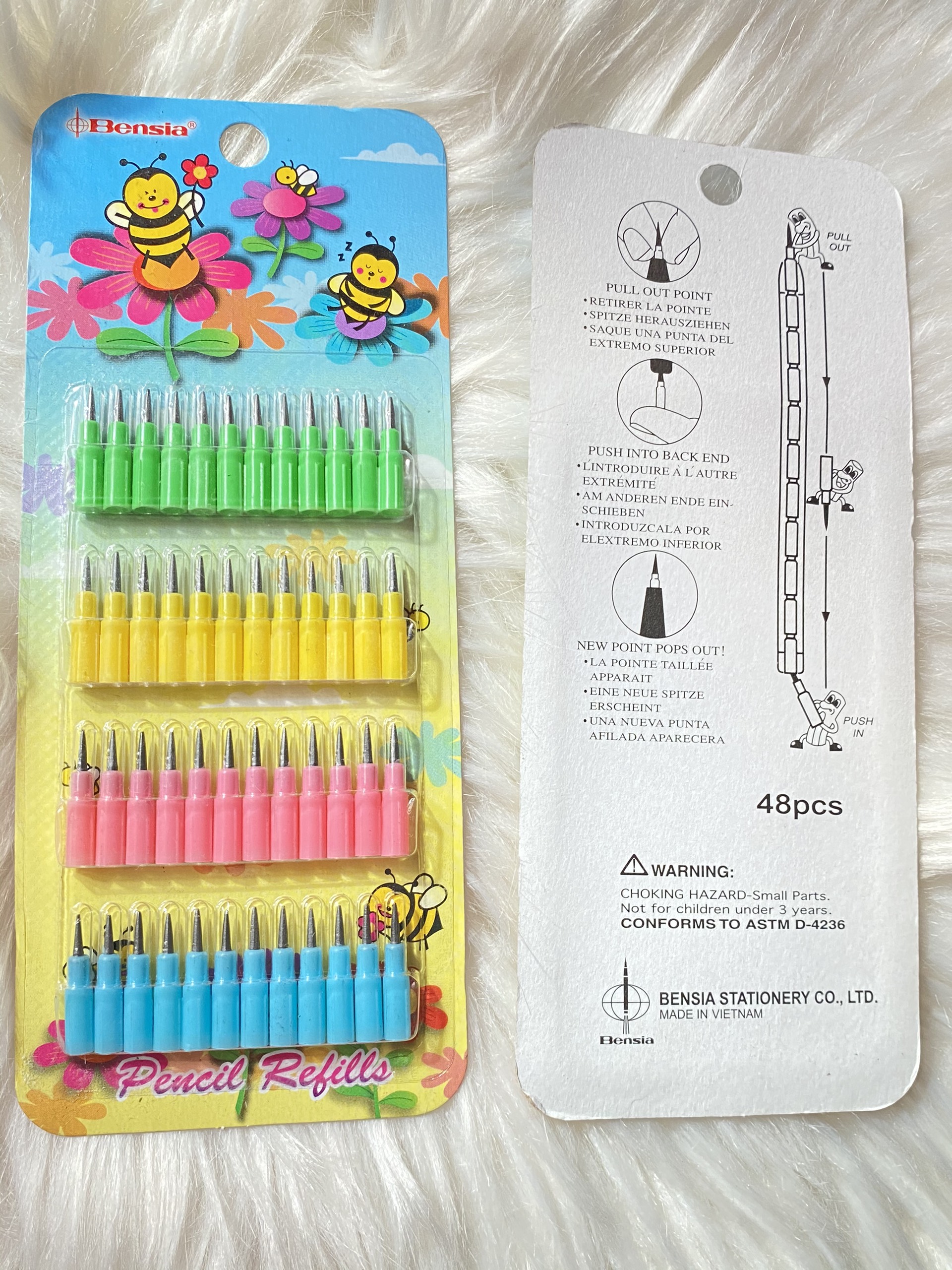 Vỉ 48 ruột chì khúc Bensia thay thế-4 màu