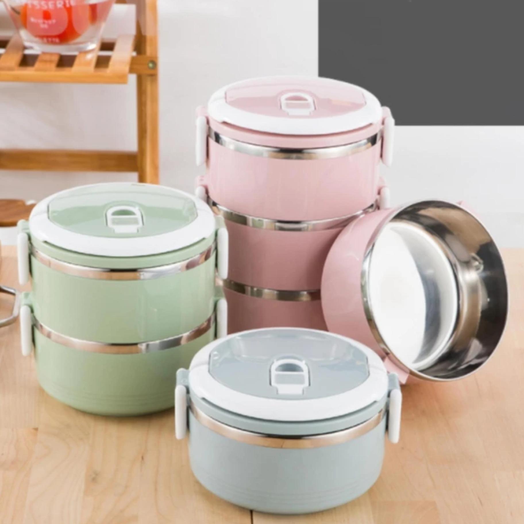 Hộp cơm giữ nhiệt 4 tầng lúa mạch đựng cơm canh văn phòng