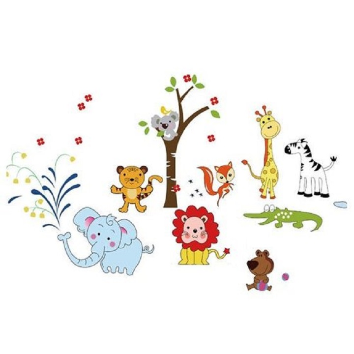 [HCM]Decal dán tường 9 con thú cho bé