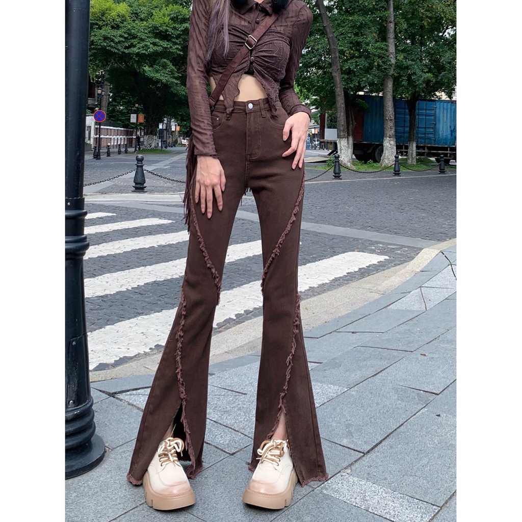 Quần Jeans Nữ Ống Loe Xẻ Tà Thời Trang Cá Tính