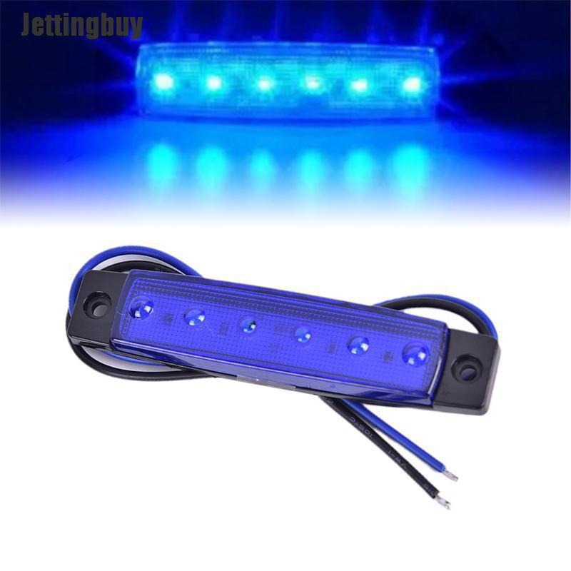 Jettingbuy 12V 6LEDS Lorry Side Marker Indicator Low Led Trailer Light Rear Side Lamp Blue