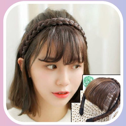 TÓC GIẢ MÁI THƯA CÀI BĂNG ĐÔ TÓC THẮT(Hình thật)