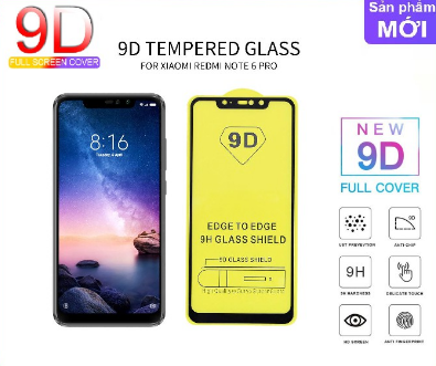 Xiaomi redmi note 6 pro cường lực 9d kính full màn,full keo tặng keo hở mép