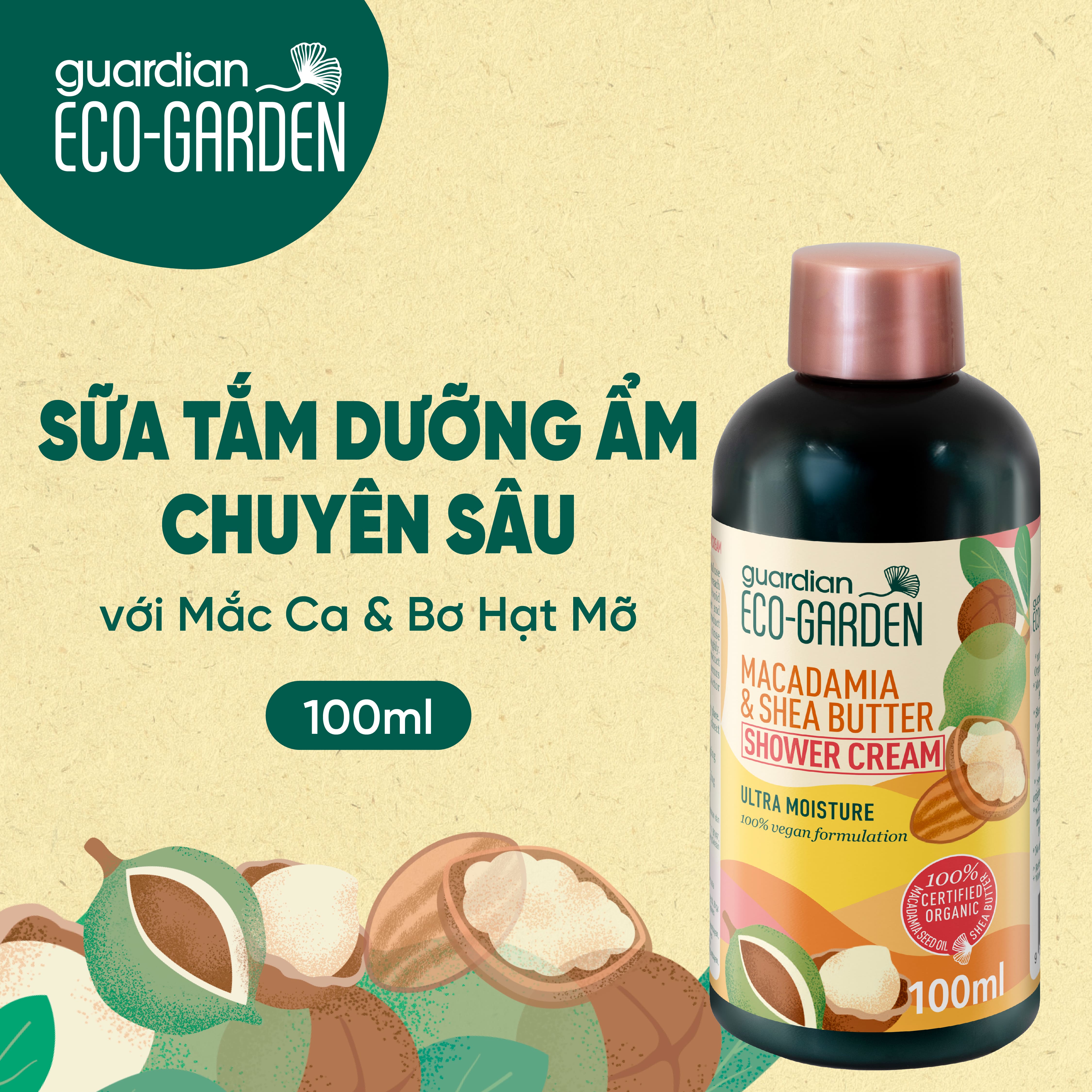 Sữa Tắm Eco Garden Hạt Mắc Ca Và Bơ Hạt Mỡ 100ml