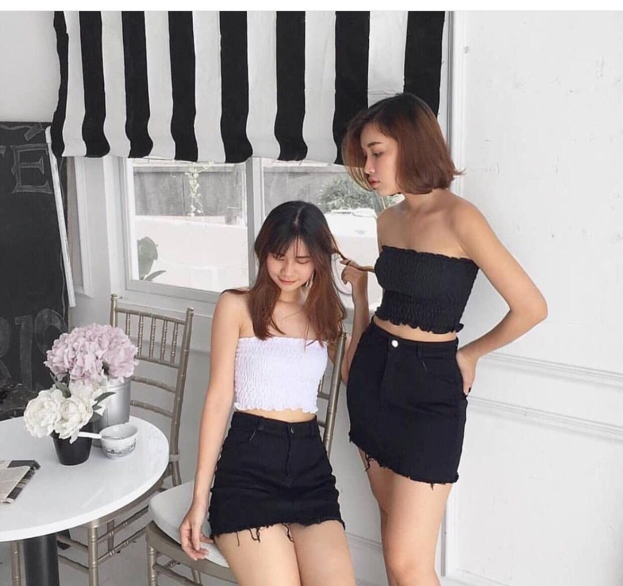 Aó ống voan nhún dễ phối đồ CROPTOP