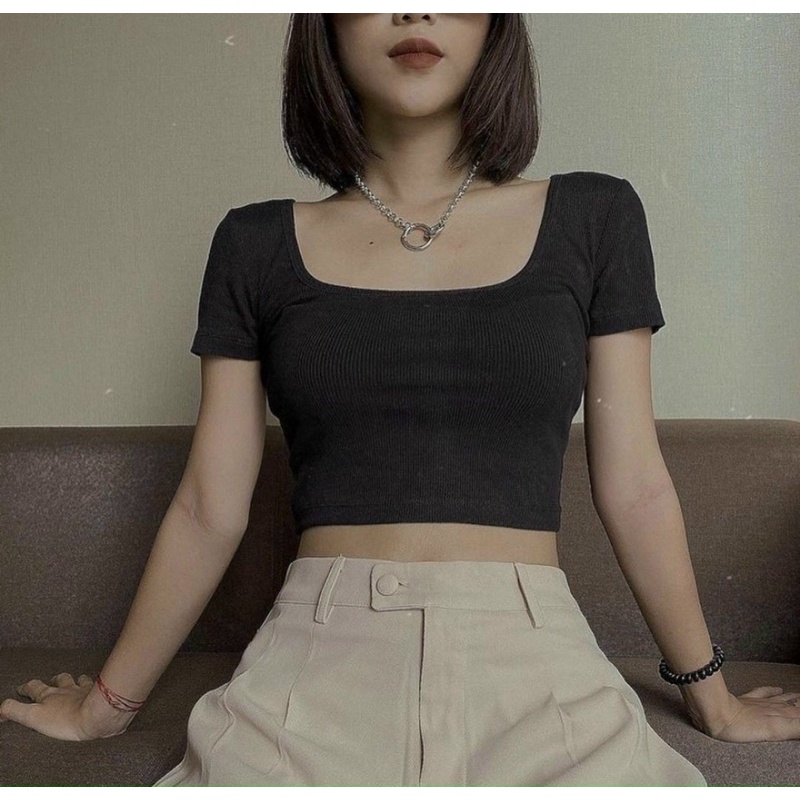 Áo CROPTOP Cột Nơ Hở Lưng Gợi Cảm/Áo Croptop Cổ Vuông Tay Ngắn Hở Lưng A59