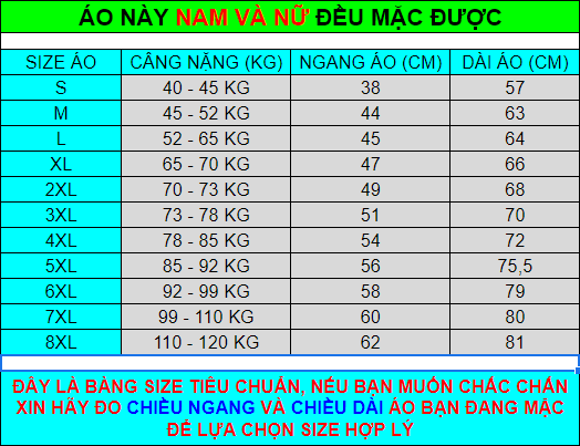 Áo thun nam nữ có bigsize