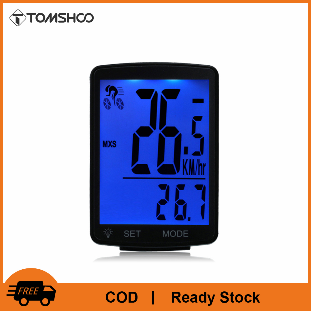 TOMSHOO Multifunctional LCD Screen Bicycle Computer Wireless Bike Rainproof Speedometer Odometer Cycling 2.8inch Waterproof