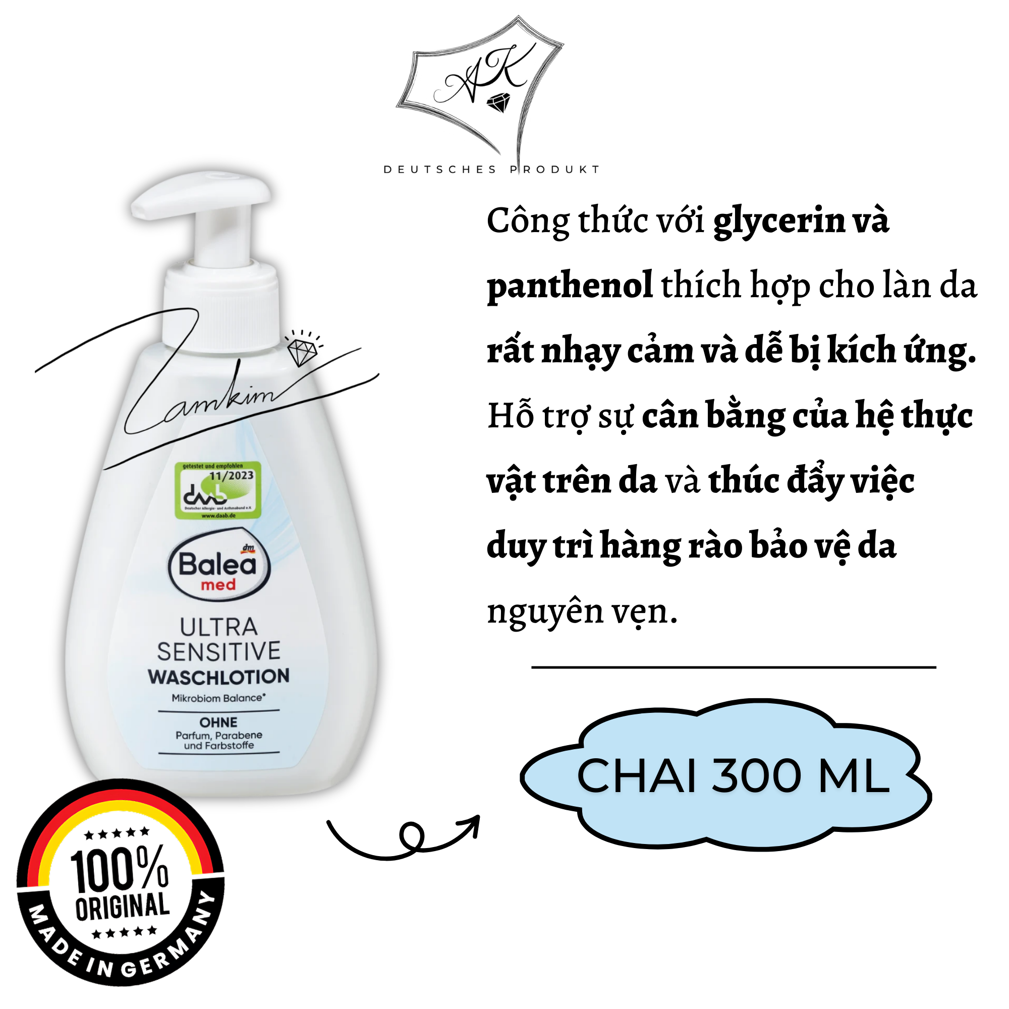 [ Hàng Đức ] Dung dịch vệ sinh phụ nữ Balea - 300 ml