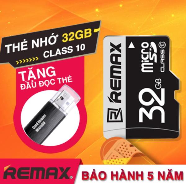 [ Tặng đầu đọc thẻ ] Thẻ nhớ 32GB Micro SDHC class10 thương hiệu Remax cho điện thoại và Camera ( Màu Đen ) Tặng kèm đầu đọc thẻ nhớ