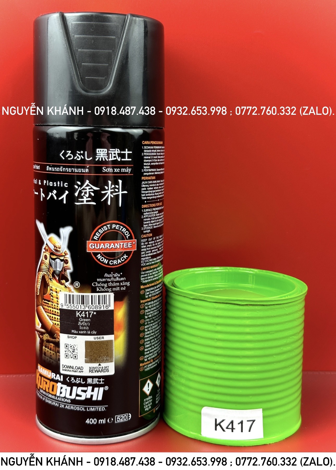 K417-sơn xịt samurai màu xanh lá cây