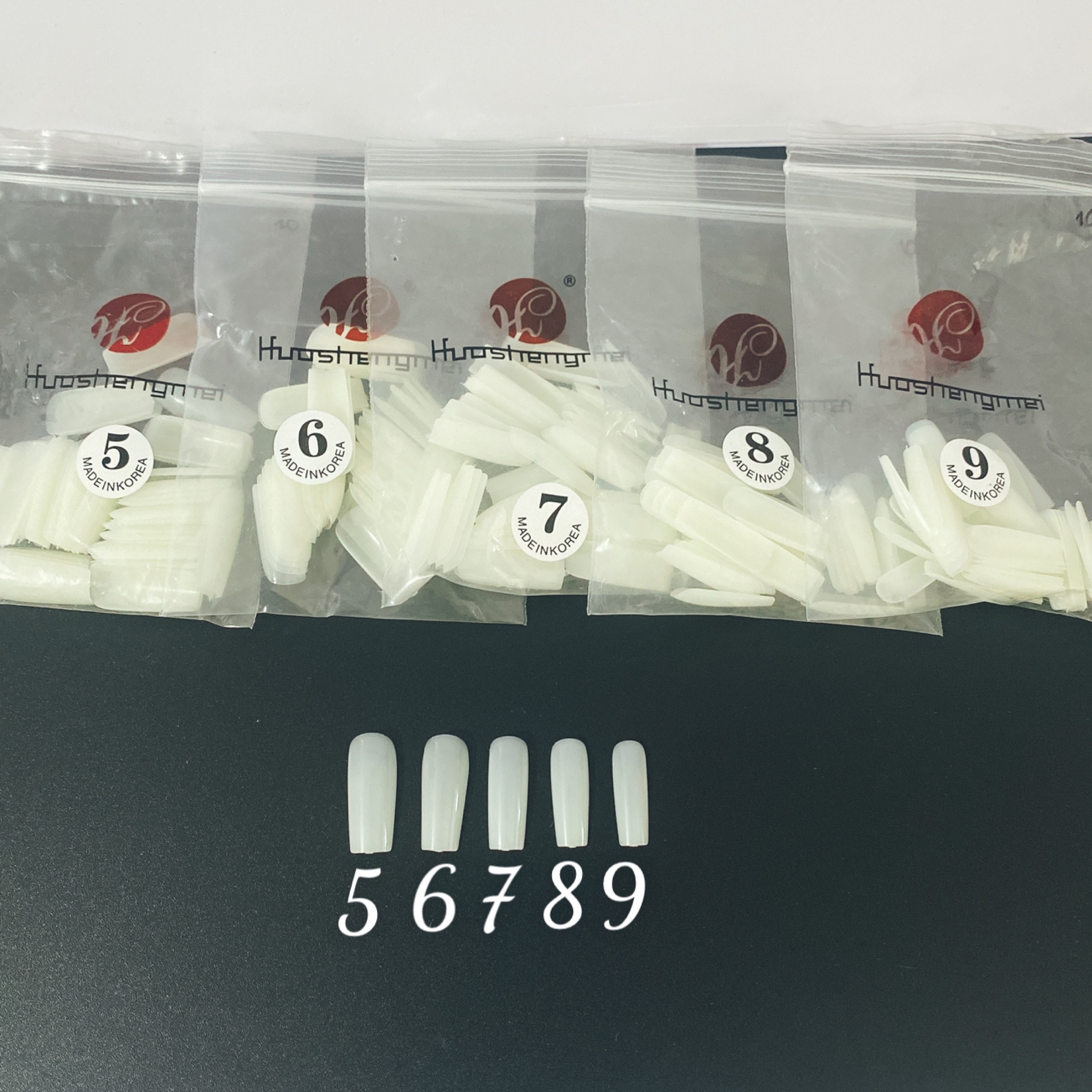 Móng úp lẻ size (5,6,7,8,9)túi 50 móng màu đục