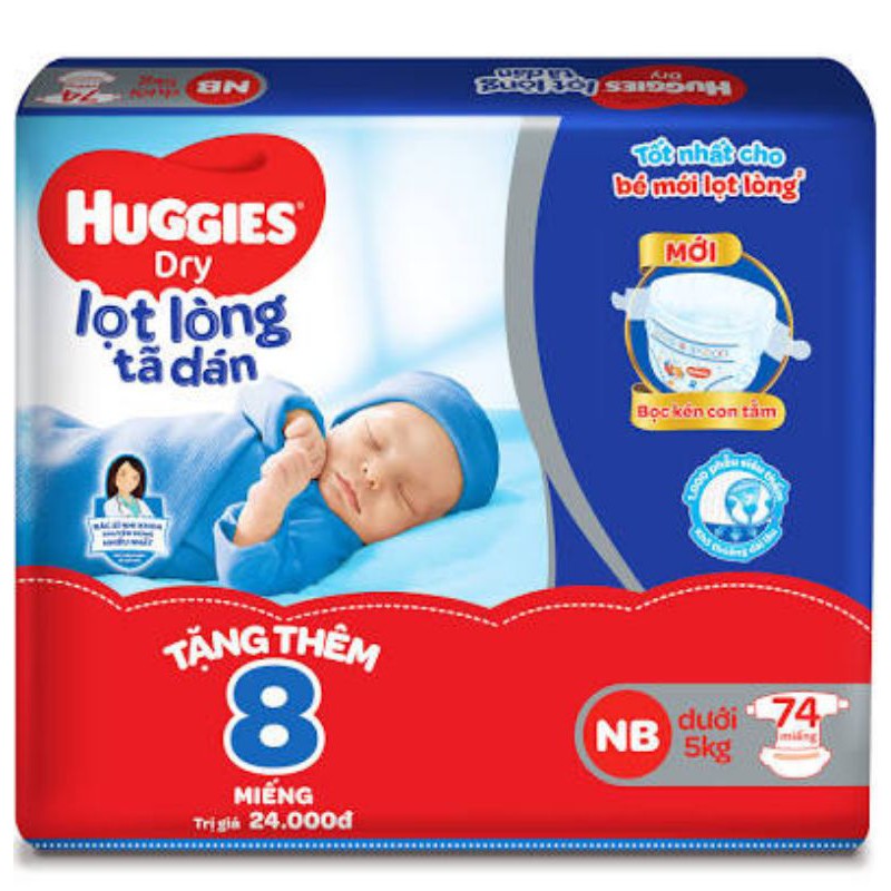 Tã dán sơ sinh Huggies NB74 (dưới 5kg) - Gói 74 miếng