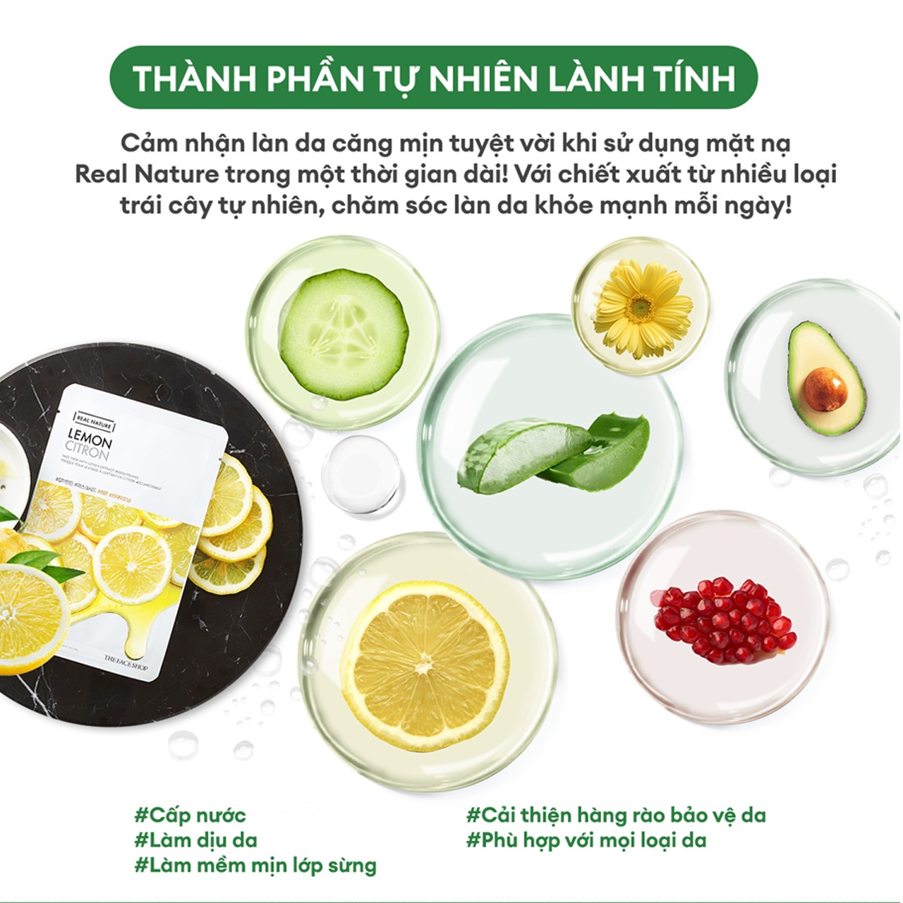 Combo 30 Mặt Nạ Real Nature THE FACE SHOP (mix nhiều loại) 20G